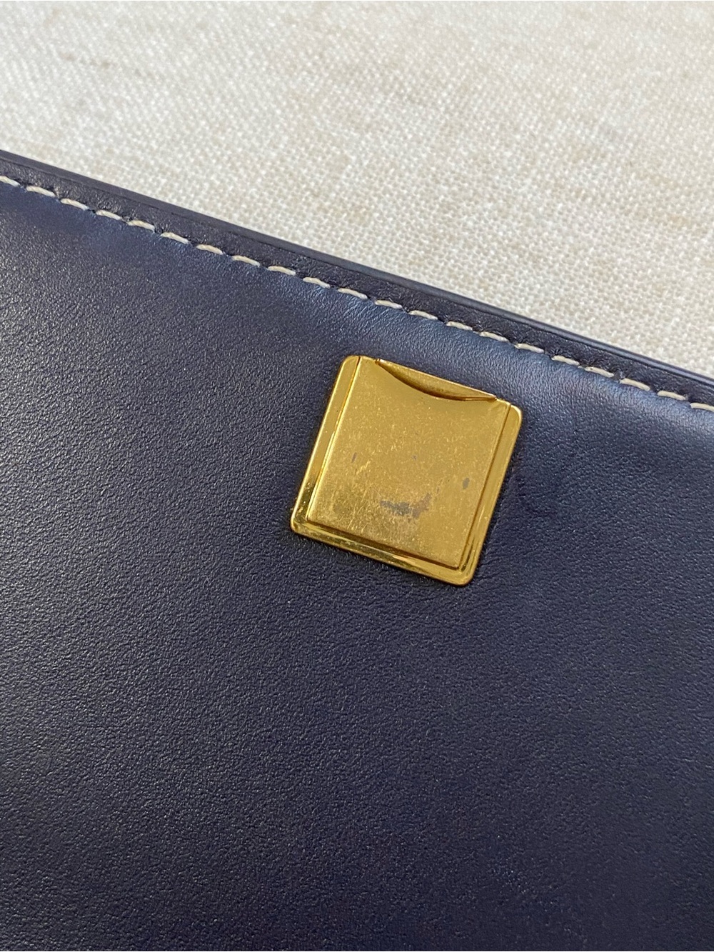 Authentic Tory Burch T-Monogram Jacquard Wallet Clutch Navy Yellow - Picture 9 of 13